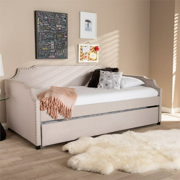 Baxton Studio Ally Beige Upholstered Twin Size Daybed with Trundle
