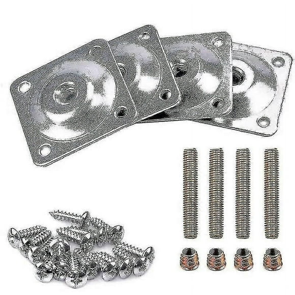 4 Pieces Foot Mounting Plates, Silver Furniture Foot Mounting Plates, Silver Fixing Iron Pie