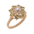 thumbnail image 1 of LBG British Made 10k Rose Gold ring with Cultured Pearl & Peridot Womens Statement Ring - 33 size options - Size 11.25, 1 of 6