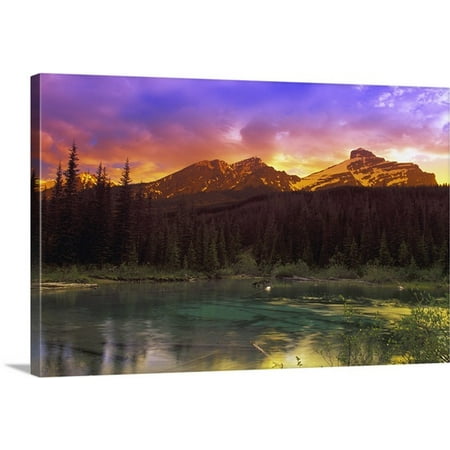 Small Cabasa - Great BIG Canvas Carson Ganci Premium Thick-Wrap Canvas entitled Small Mountain Lake With Submerged Logs, British Columbia, Canada