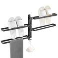 thumbnail image 3 of Durable Waterproof and Moisture-proof Black Slipper Rack Free Perforated Space Aluminum Toilet Rack Bathroom Rotating Folding Movable Towel Rack, 3 of 9