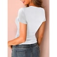 thumbnail image 4 of Top de medio botón para mujer, suave, agradable a la piel, transpirable, manga corta, tops casuales para uso diario, blanco XL, 4 of 6