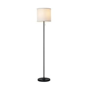 Mainstays Classic 56.5 Black Finish Shaded Floor Lamp with White Fabric Shade, Adult Use.