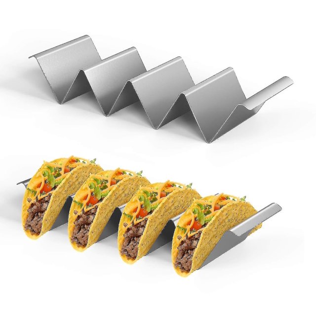 Soportes para Taco, 4 compartimentos, estante para Taco apto para horno, soporte para Taco 304 de acero inoxidable para restaurante y hogar, 1 Uds.