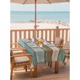 thumbnail image 2 of Outdoor Table Cloth with Umbrella Hole and Zipper, Green Blue Brown Farmhouse Waterproof Rectangle Tablecloth 54"x80", Vintage Wood Washable Table Cover for Outside Party Patio Picnic, 2 of 8