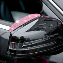 2PCS Car Rear View Mirror Rain Eyebrows, Bling Crystal Rear View Mirror Rain Visor Guard, Rhinestone Rainproof Car Side Mirror Rain Visor Smoke Cover, Universal for Car, Truck, SUV（Pink）