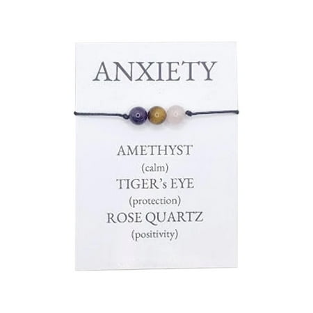 SUSHANG Stone Beaded Wax Thread Bracelet Ethnic Anxiety Stone Beaded Wax Line Bracelet with Card 1PC Amethyst Flash Stone Combination Bracelet Men'S and Women'S Bracelet Hand Jewelry