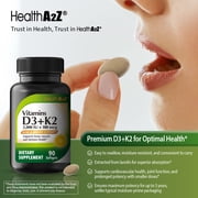 HealthA2Z Vitamin D3 + K2 | 2000 IU + 100 mcg | 90 Easy-to-Swallow Softgels | Clean Label, No Dyes | Bone, Muscle & Immune Support