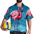 thumbnail image 4 of Flamingo Tropical Rainforest Men's Short Sleeve Button Down Poplin Casual Beach Shirts, 4 of 6