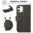 thumbnail image 4 of Wallet Case Compatible with iPhone 12 Mini 5.4 inch 2020, 5 Card Slots Magnetic Closure Zipper Pocket Handbag PU Leather Flip Case with Wrist Strap TPU Kickstand Cover - Black, 4 of 18
