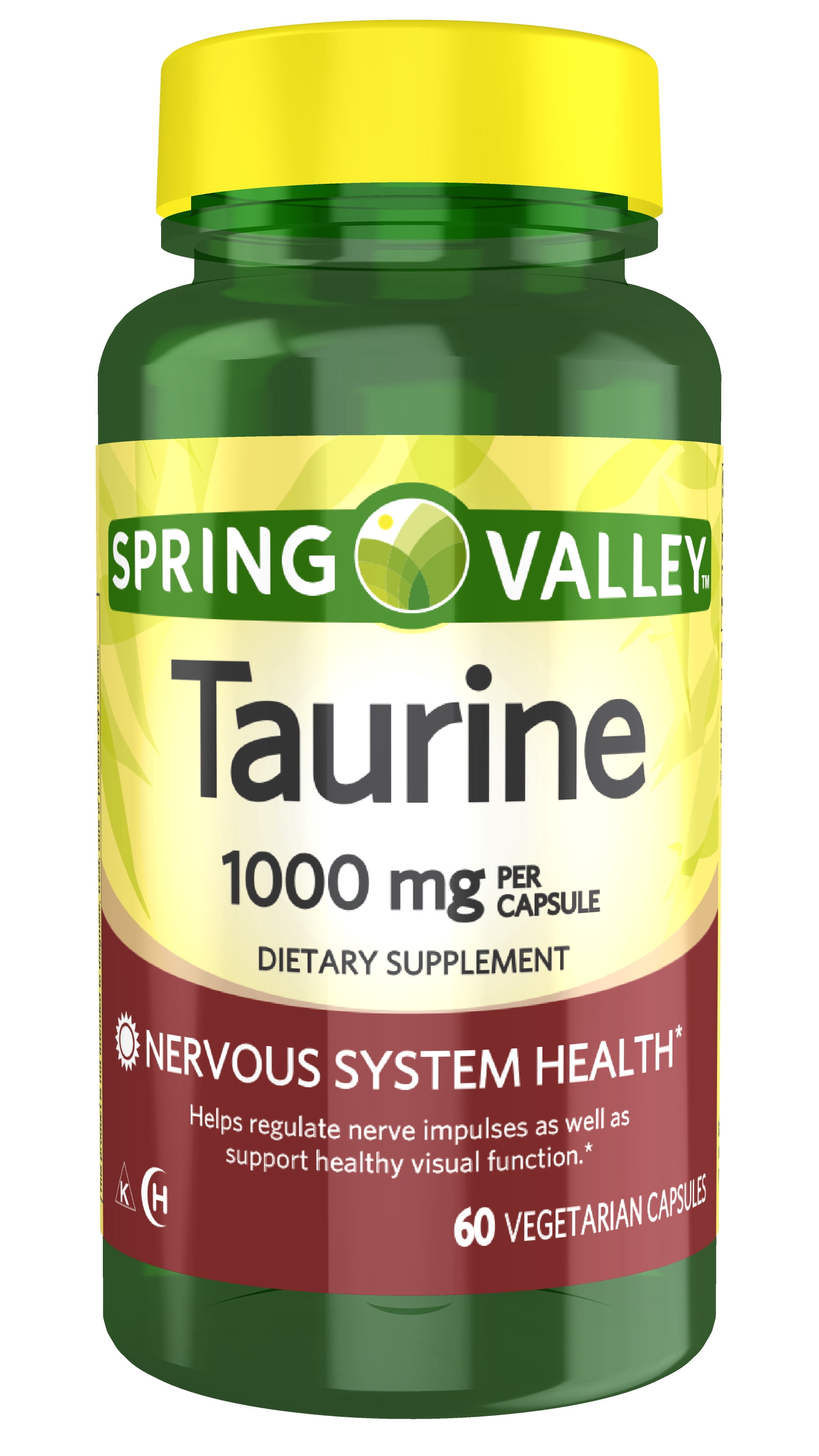(4 pack) Spring Valley™ Taurine 1,000 mg, Double Strength, 60 Vegetarian Capsules
