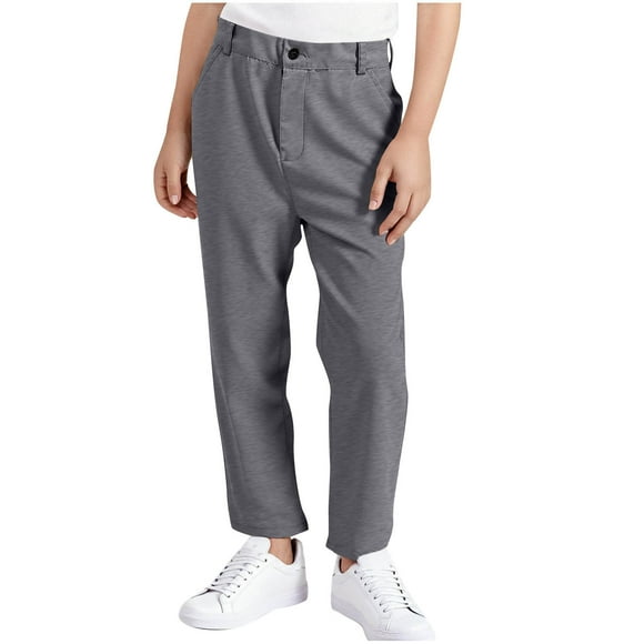 Pantalon Habillé d'Uniforme Scolaire pour Garçons, Pantalon Chino Droit Extensible pour la Classe, Grands Enfants 3-16 Ans
