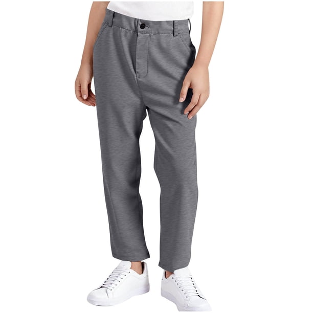 Odeerbi Pantalones de Traje de Cintura Alta de Niños Pantalones de Vestido de Uniforme Escolar de Color Sólido Con Bolsillos