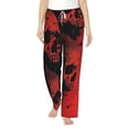 thumbnail image 2 of Lsque Red And Black Abstract Skull Print Women's Pajama Pants, Lounge Pant - Comfortable Home Wear,Elastic Waistband, Stylish Design-Small, 2 of 9