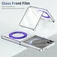 thumbnail image 5 of Allytechgroup Clear Case for Samsung Galaxy Z Flip 3 with Screen Protector, Rotating Kickstand Camera Lens Protective Anti-Scratch Wireless Charging Magnetic Cover for Galaxy Z Flip 3, Purple, 5 of 9
