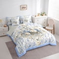 thumbnail image 3 of jejeloiu Retro Rustic Flower 7 Pieces Bedding Comforter Set,Natural Plant Lavender Full Bedding Set,White Blue Purple Fitted Sheet Flat Sheet For Girls Kids,Super Cozy Room Decor Reversible, 3 of 8