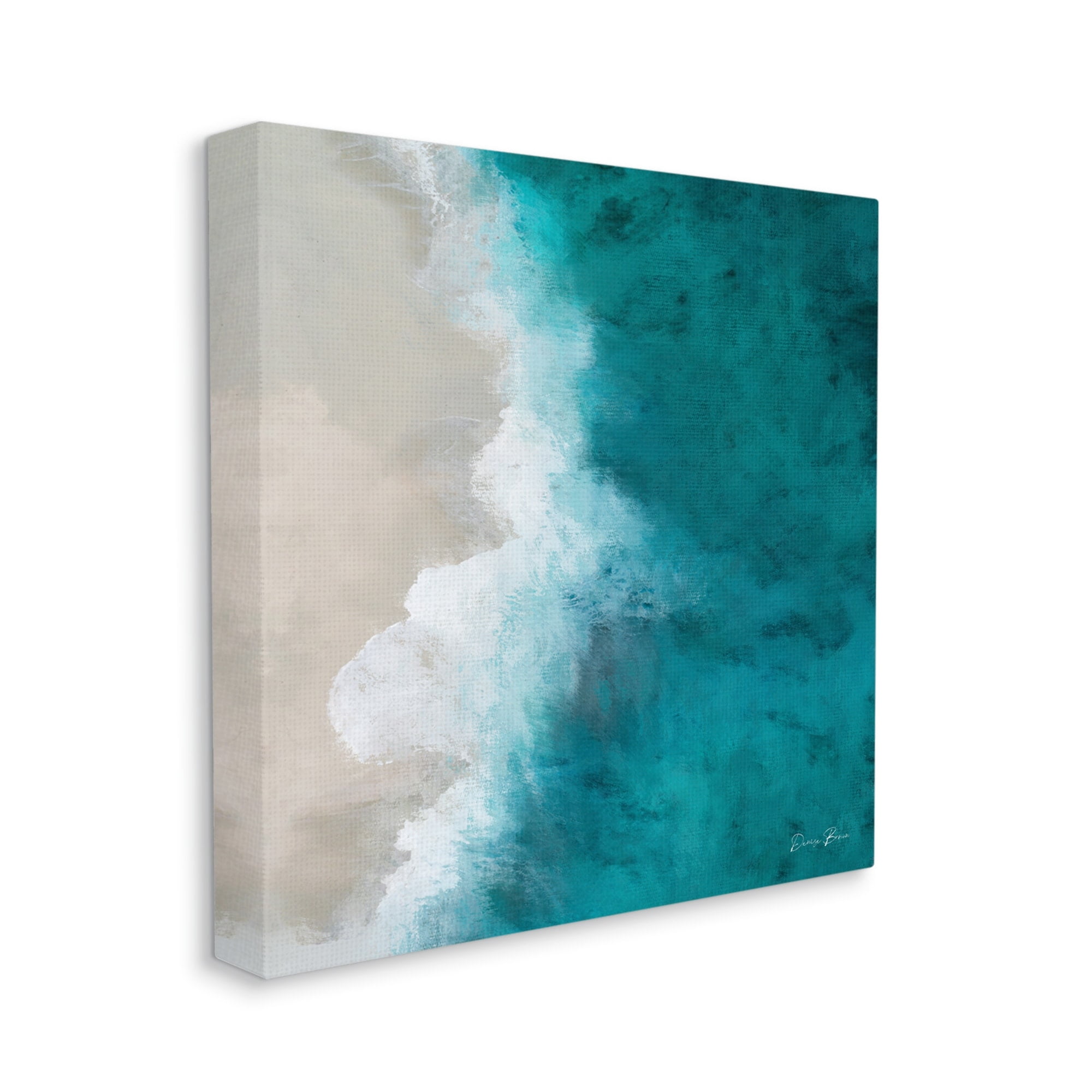 Stupell Industries Aerial View Shoreline Beach Ocean Foam Painting , 17 x 17, Design by Denise Brown
