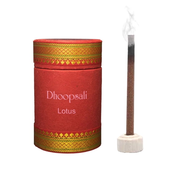 Lotus Dhoop Sticks - 3" Length - 50 Sticks with Ceramic Holder - Handcrafted Natural Blend