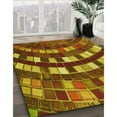 thumbnail image 2 of Ahgly Company Indoor Round Patterned Orange Gold Area Rugs, 4' Round, 2 of 6
