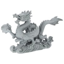 AURARMLET Grey Resin Dragon Statue Decorative Figurine for Indoor Desktop Garden Home Office Decor