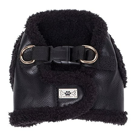 Shearling Leather Coat - LazyBonezz Shearling Moto Dog Harness Vest Black XS