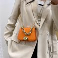 thumbnail image 5 of Diseñador Mujer Cadena PU Cuero Bandolera Mini Bolso Cuadrado (Naranja), 5 of 5