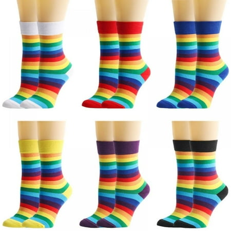 

Rainbow Socks 6 Pairs Women s Mid-range Socks Casual Women s Socks Tide Colorful Striped Socks Men s Socks