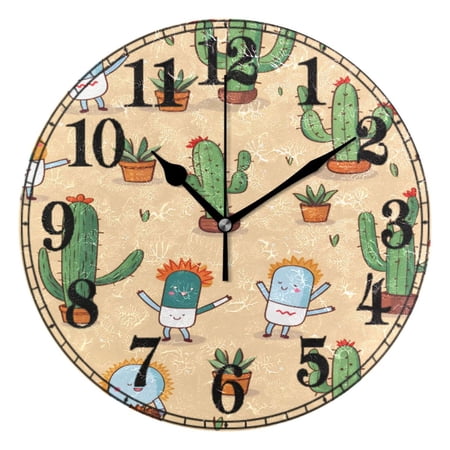 Cactus Silent Wall Clock 10 Non-Ticking Battery Clock