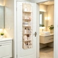 thumbnail image 4 of 6-Tier Over the Door Hanging Organizer with Visual Mesh Windows, Beige Fabric Closet Storage Bag with Hooks for Dorm, 11.8x5.9x63 in, 4 of 7