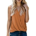 thumbnail image 2 of safuny Clearance Loose Tank Tops for Women Solid Color Retro Camisole Sleeveless V Neck Vest Elegant Casual Relaxed Beach Blouses Fashion Summer Orange XL, 2 of 5
