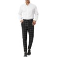 thumbnail image 2 of INSPIRE CHIC Men's Dress Plaid Slim Fit Flat Front Business Pants with Pockets 28 Black, 2 of 7