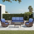 thumbnail image 2 of Outdoor Swivel Rocker Patio Chairs Set,5 Piece Furniture Set with 2 Swivel Rocking Chairs, 3-Seat Sofa, Coffee Table & Side Table All Weather Wicker Conversation Set for Porch Deck Garden Backyard, 2 of 11
