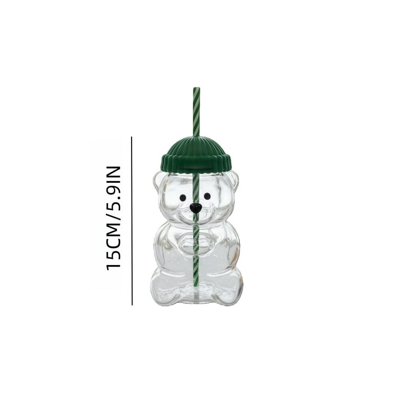 2025 New Bear Straw Cup, Cute Bear Glass Cup With Straw 20oz, Cute Mugs, Coffee Beer Wine Cocktail Drinks Glassware