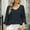 Black, variant on Casual Women's Tops 3/4 Sleeve Fall Solid Color Navy Womens Blouse Flare Sleeve V-Neck Hollow Loose Fit T Shirts