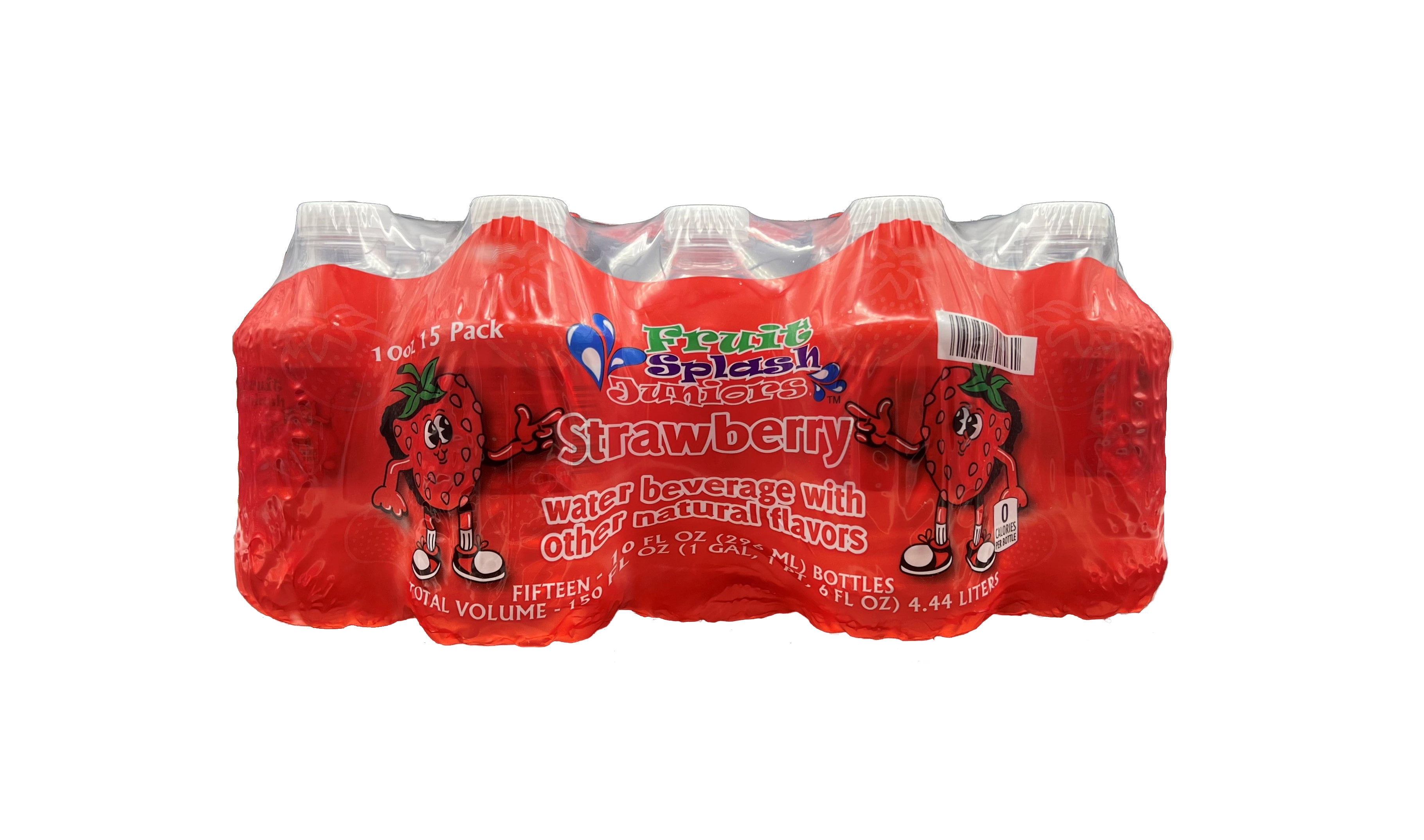 (12 pack) Fruit Splash Juniors, Water Bottles, Strawberry, 10 fl oz, 15 Pack Bottles