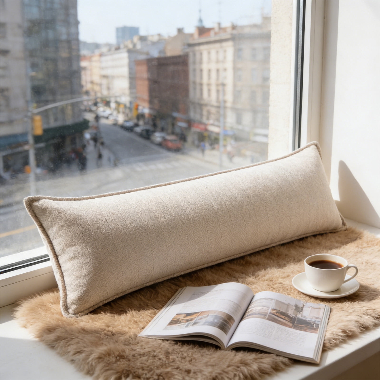 Long Sofa Backrest Cushion, Multipurpose Rectangular Throw Pillow with Pillowcase and Pillow Core, Soft Support Sleeping Body Pillow for Living Room Bedroom Bed Rest Office Lounge Decoration