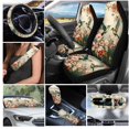 thumbnail image 2 of Yuyamidu Hummingbird Car Seat Cover Set of 16 Flower Auto Steering Wheel Cover Seat Belt Strap Pad Cup Holder Rear View Mirror Cover Handbrake Gear Shift Knob Cover Car Shade Keychain, 2 of 7