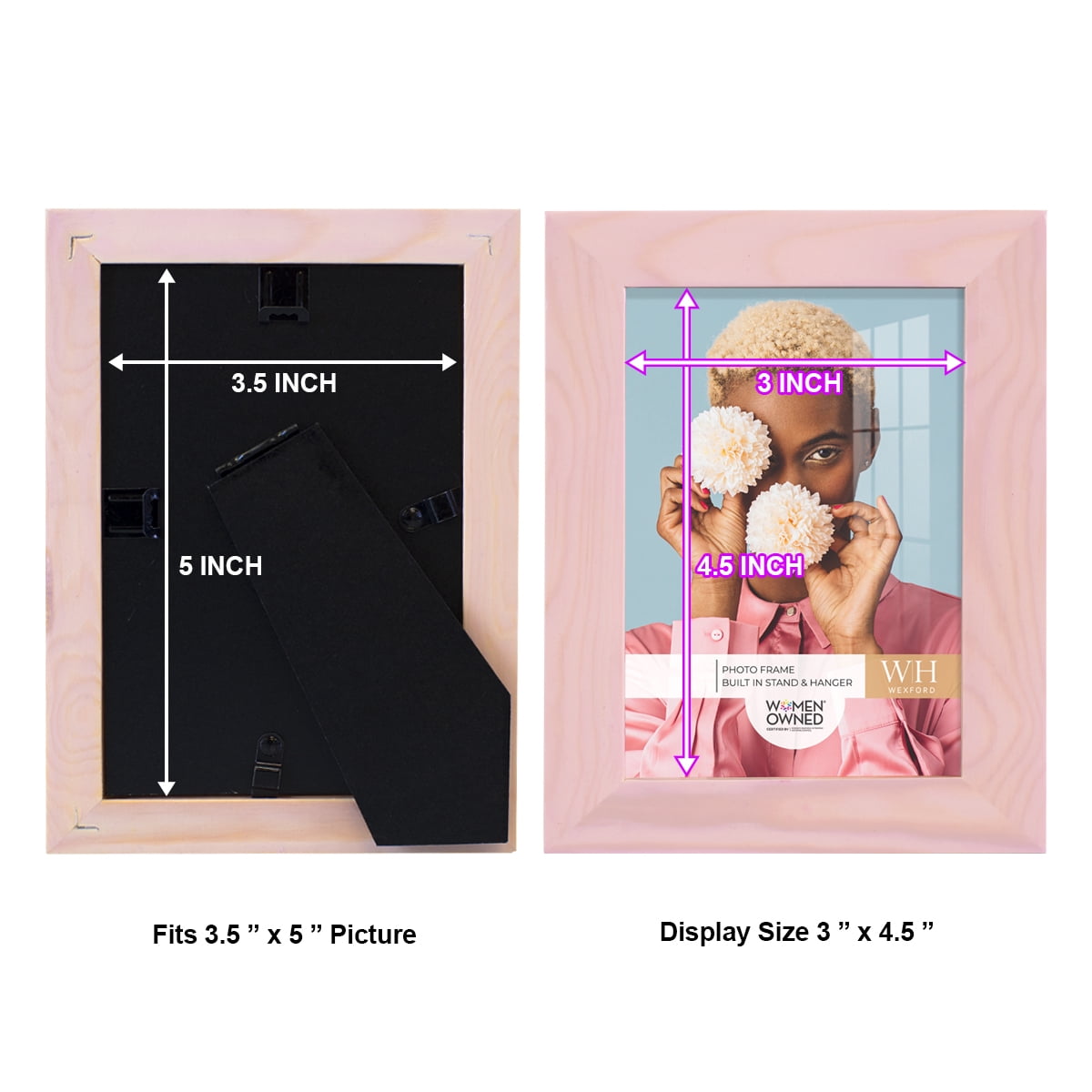 Wexford Home Woodgrain 3.5" x 5" in Sunset Pink Picture Frame (Set of 6)