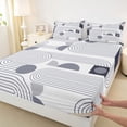 thumbnail image 5 of Castle Fairy Mid Century Curved Line Queen Sheets 4 Pieces,Geometric Semi-Circle Square Combo Queen Sheet Sets,Gray Off-White,1 Flat Sheet, 1 Fitted Sheet and 2 Pillowcases, 5 of 7