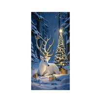 Darzheoy Christmas Door Cover 35x73 Inch 3D Bow Design Curtain for Wall Decoration Festival Party Home Decor Entrance Display