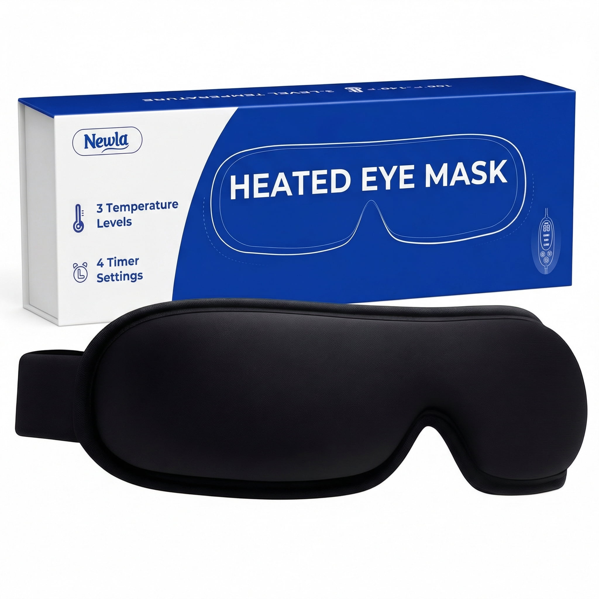 FACEMOON Spandex Blackout, Temperature Control Sleep Eye Mask for Dry Eyes Relief, Insomnia with USB Powered, Washable Cover, Black