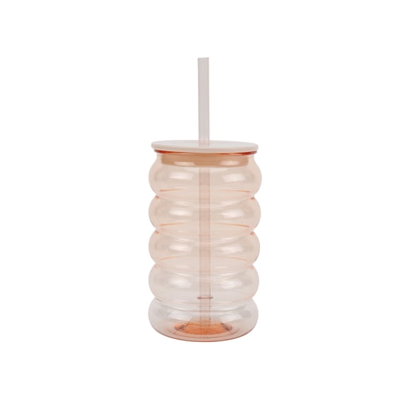 Just Feed Me by Jessie James Decker 18oz Bubble-Ribbed Tumbler with Straw, Pink