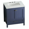 thumbnail image 4 of Topcobe 30" Freestanding Bathroom Vanity with Sink, Marble Vanity Top with Ceramic Sink, Large Storage Soft-Close Door, Solid Wood Frame, Bathroom Sink Vanity, Modern Furniture for Bathroom, Blue, 4 of 14