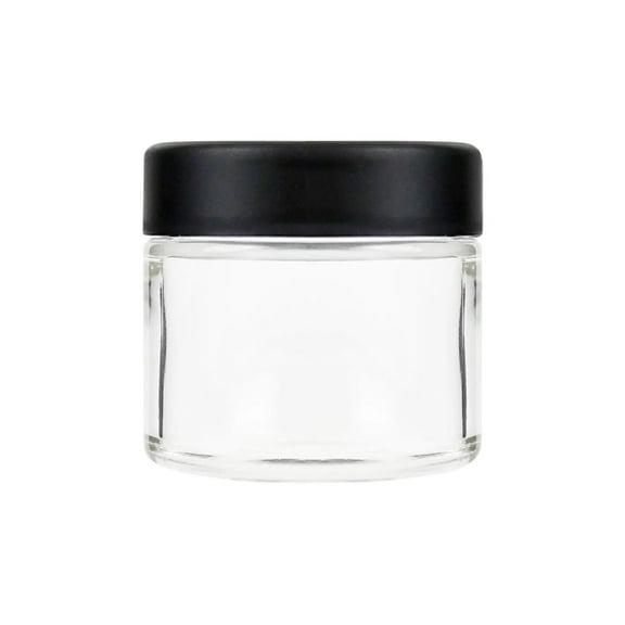 2oz Child Resistant Glass Jars With Black Caps - 3.5 Grams - 200 Count