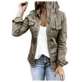thumbnail image 2 of Labakihah Coats For Women Womens Casual Blousewomen'S Button Perforated Denim Jacket With Pocket Coat Grey L, 2 of 8
