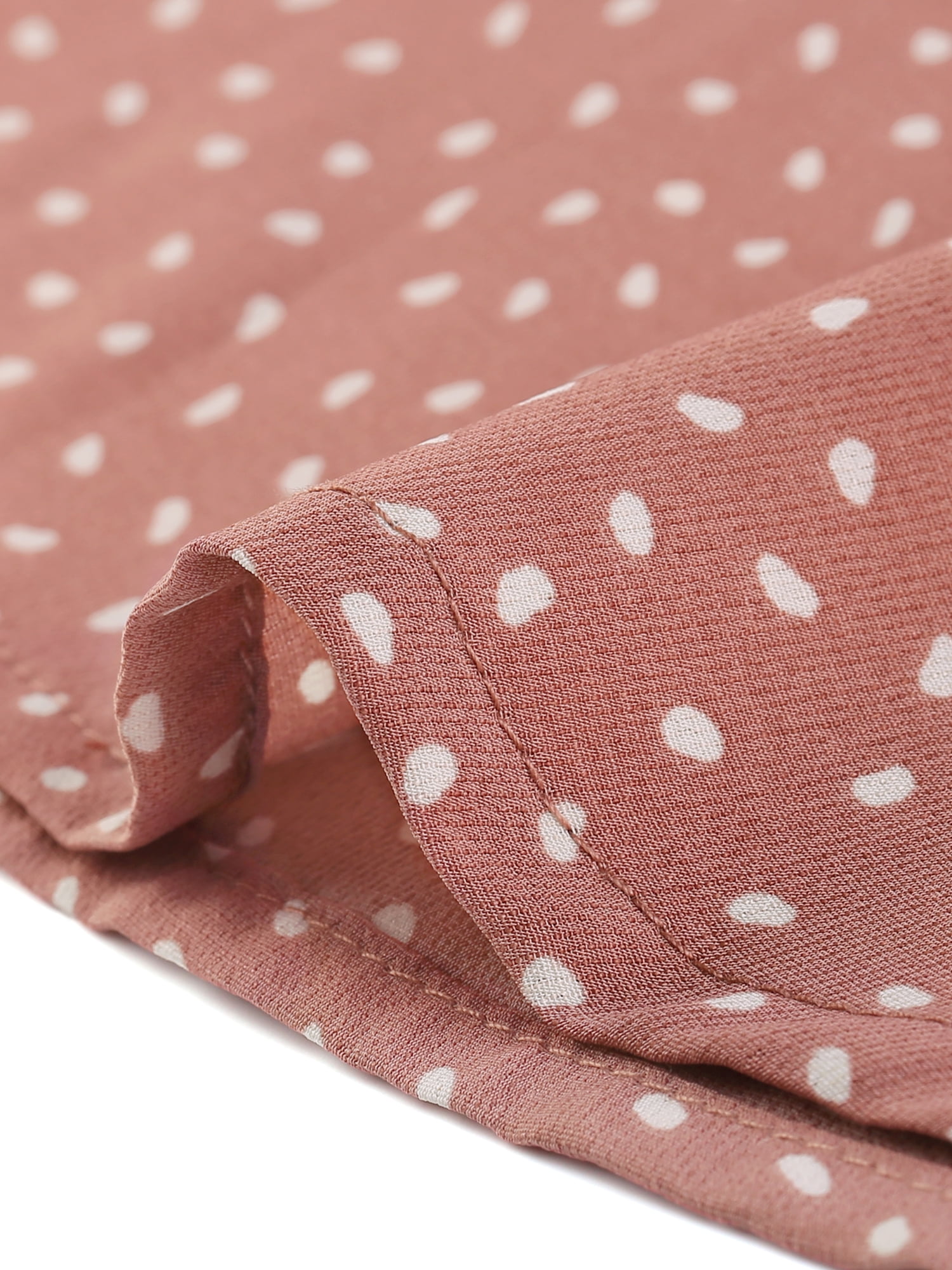DARING DIVA Women's Polka Dots Tie Bow Chiffon Blouse M Dark Pink-Dots