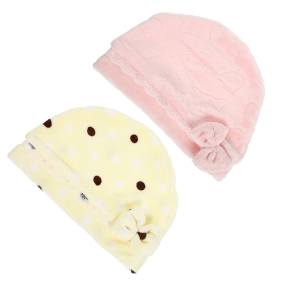 MOKKHNB 2Pcs Comfortable Flannel Sleeping Hats for Women Sleep Period