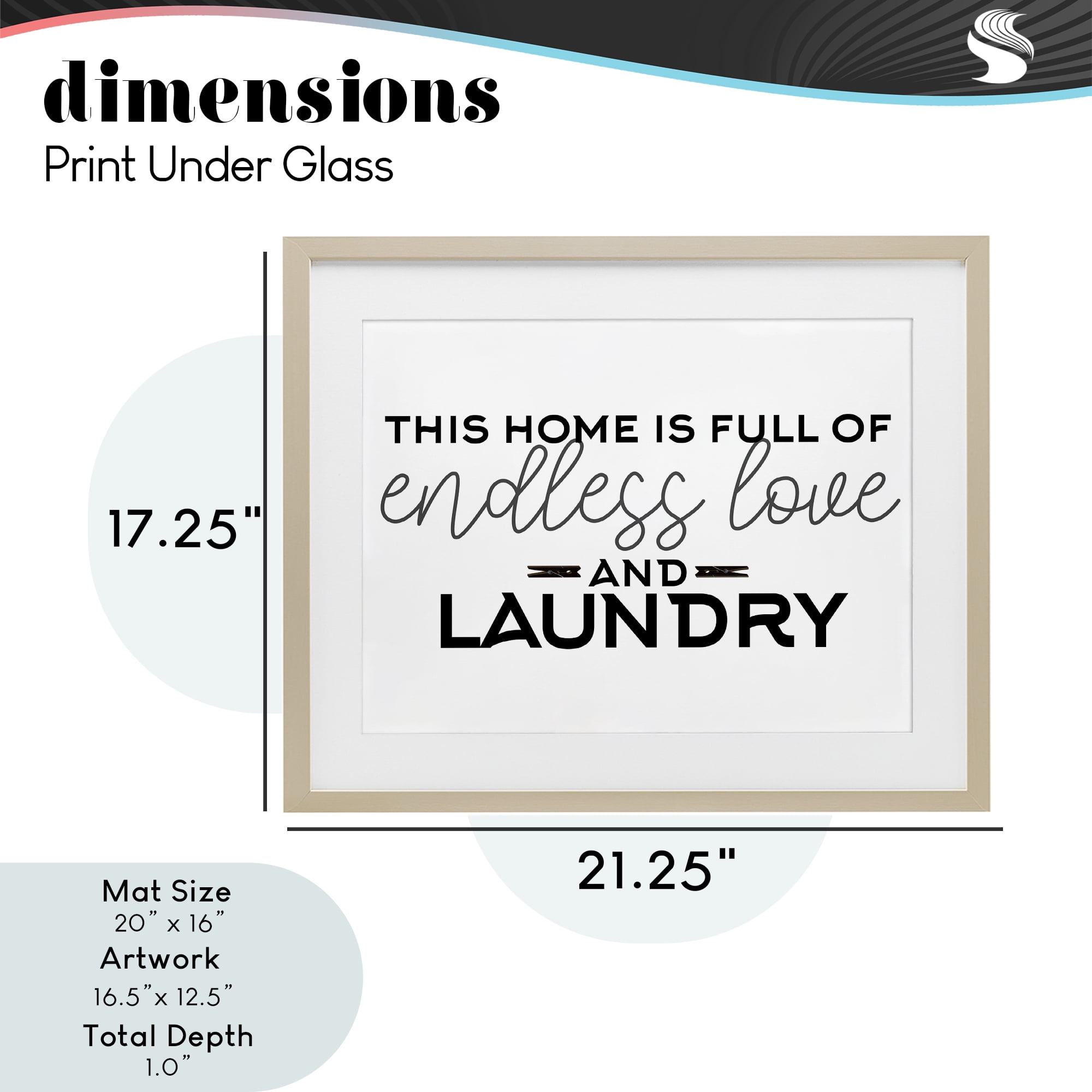 Endless Love & Laundry Minimal Birch Framed Print Under Glass, design by Kim Allen