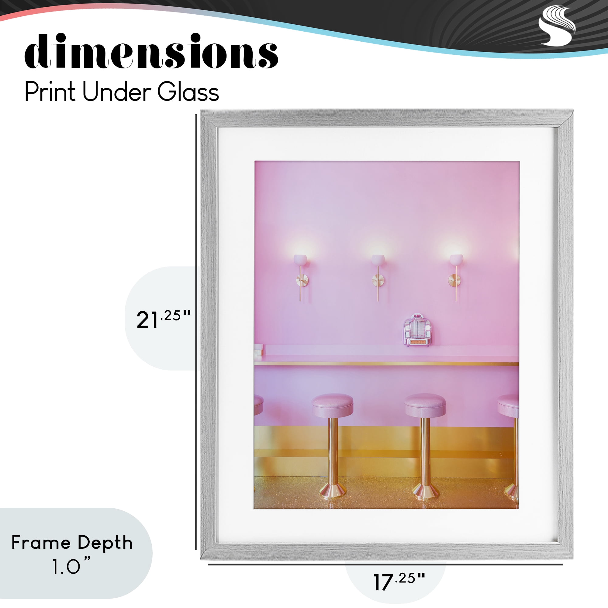 Stupell Industries Pink Retro Dessert Parlor Gray Framed Print Under Glass, design by LISH Creative
