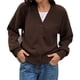 thumbnail image 2 of Suéter de Mujer con Cuello en V, Estilo Casual, , con Botones, Larga, Tipo Cárdigan, Color Liso, Ideal para Otoño e Invierno Marrón XL, 2 of 9
